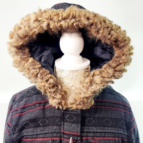 Roxy faux fur sweater style hooded surf duffle jacket/ coat - Picture 6 of 13